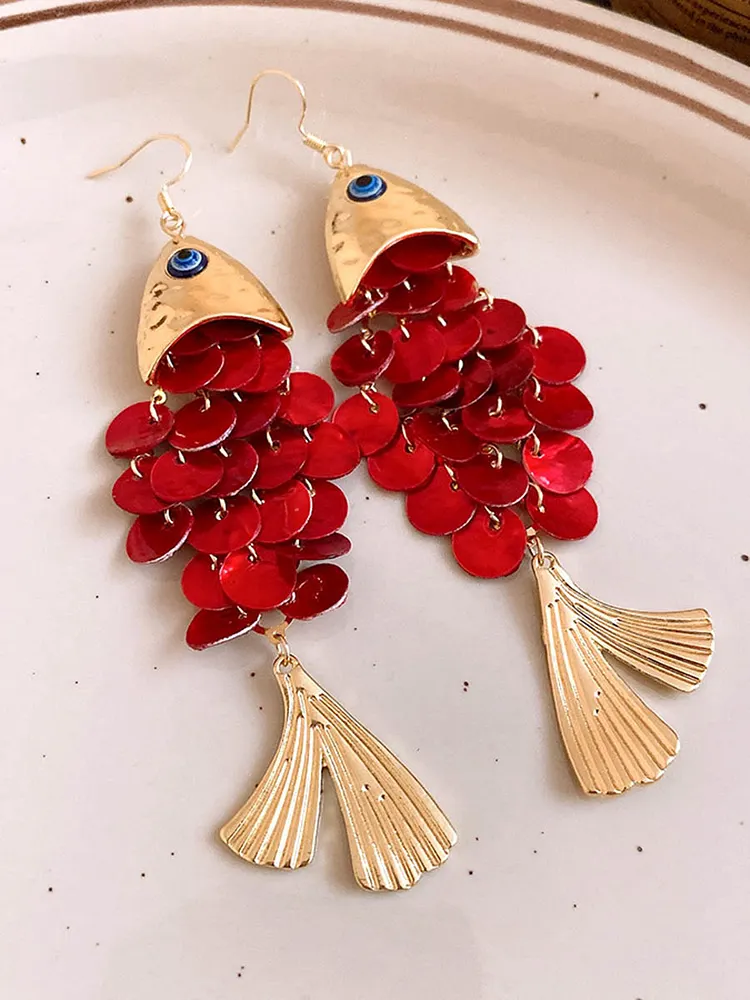 Animal Shape Tasseled Drop Earrings