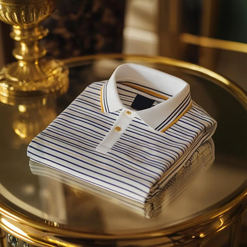 Men's Business Casual Button Short Sleeve Polo Shirt