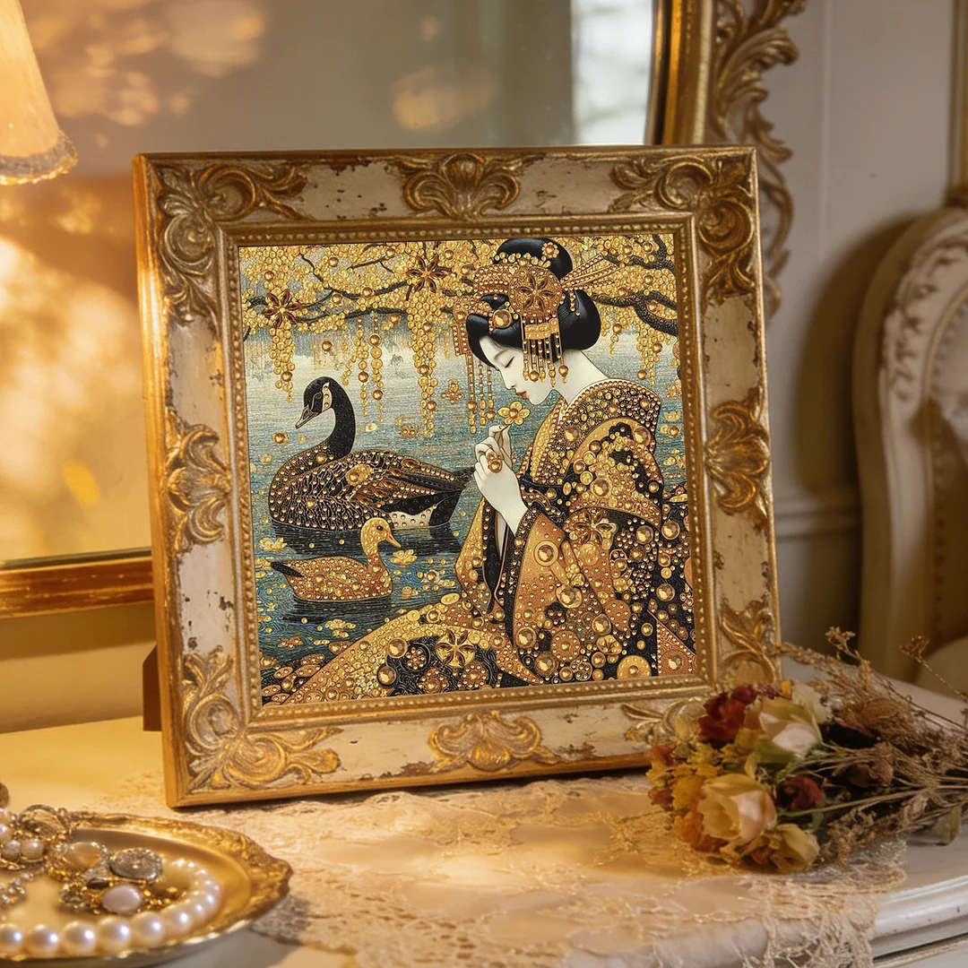 Diamond Painting - Partial Special Shaped Drill - Golden Geisha(Canvas|30x30cm)