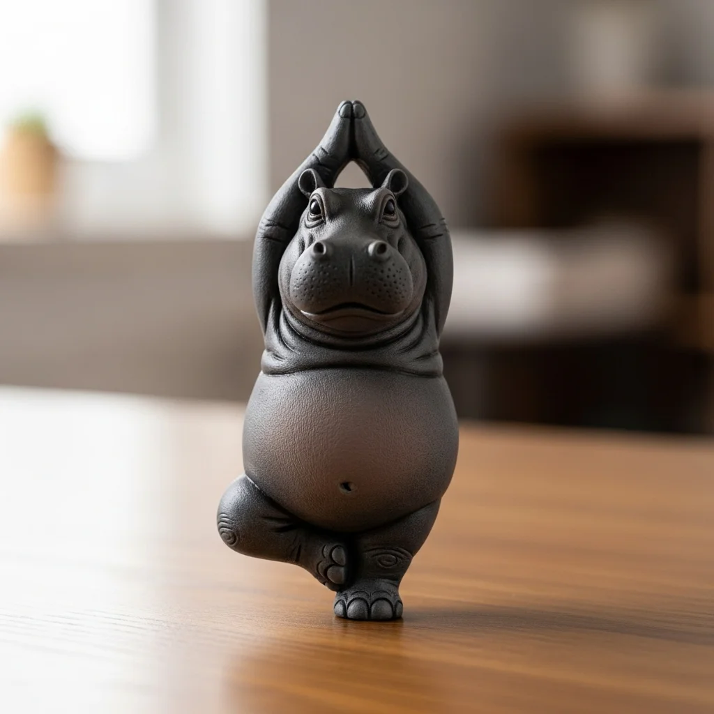 Clumsy Yoga Master Hippo - The Adorably Imperfect Yogi
