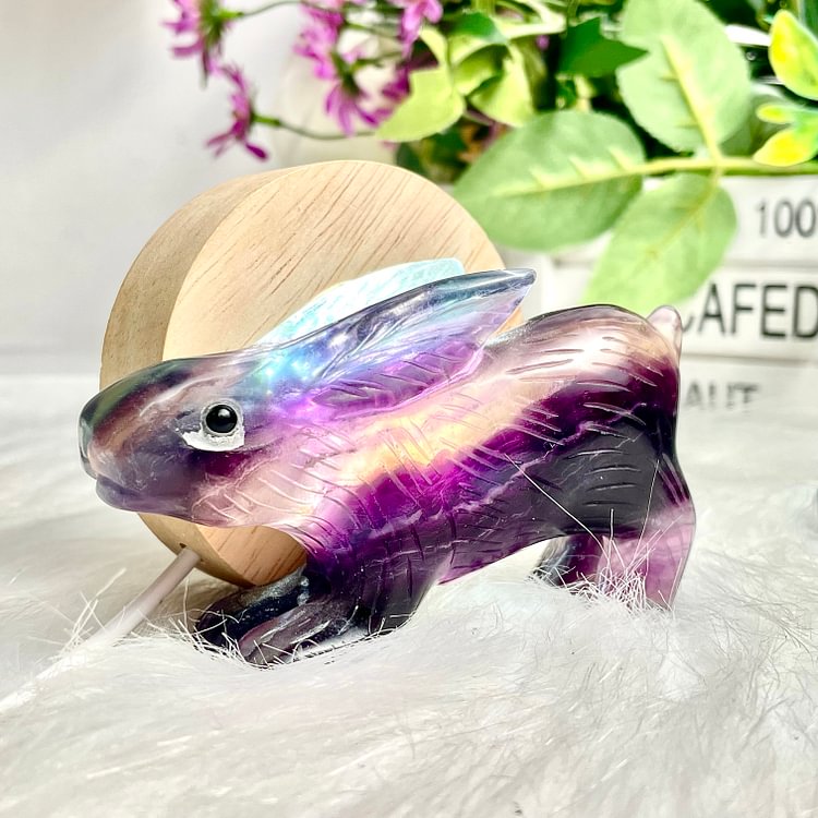 Rainbow Fluorite Easter Plopping Bunny/Rabbit