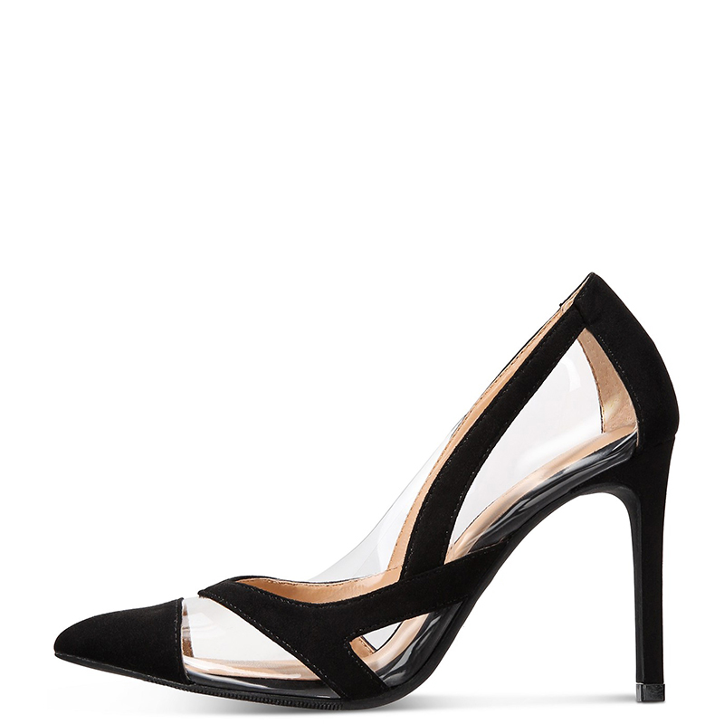 TAAFO Nude Patent Patchwork Stilettos High Heels Women's Pumps PVC Pointed Toe Ladies Shoes