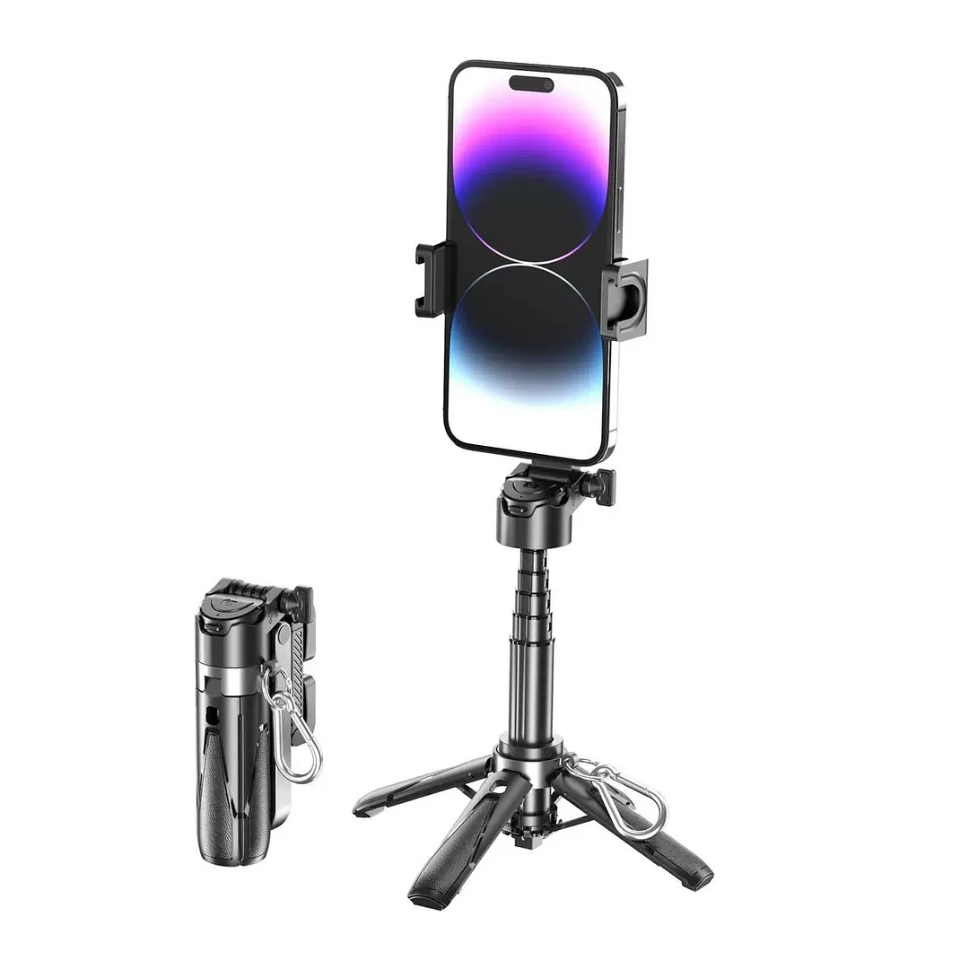 🔥P15 Mini Magnetic Selfie Stick Holder, 3in 1 Retractable Cell Phone Selfie Stick with Phone Clip Dual Purpose
