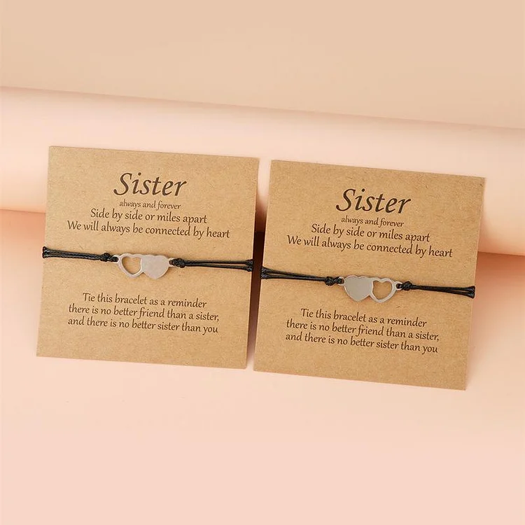 Sisters Heart Bracelet Adjustable Wristband "Nothing Can Break the Bond Between Us"