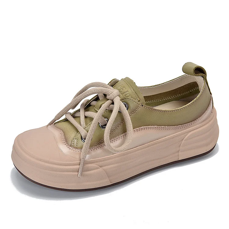 Casual Color Blocking Round Toe Lace-up Shoes - yankia