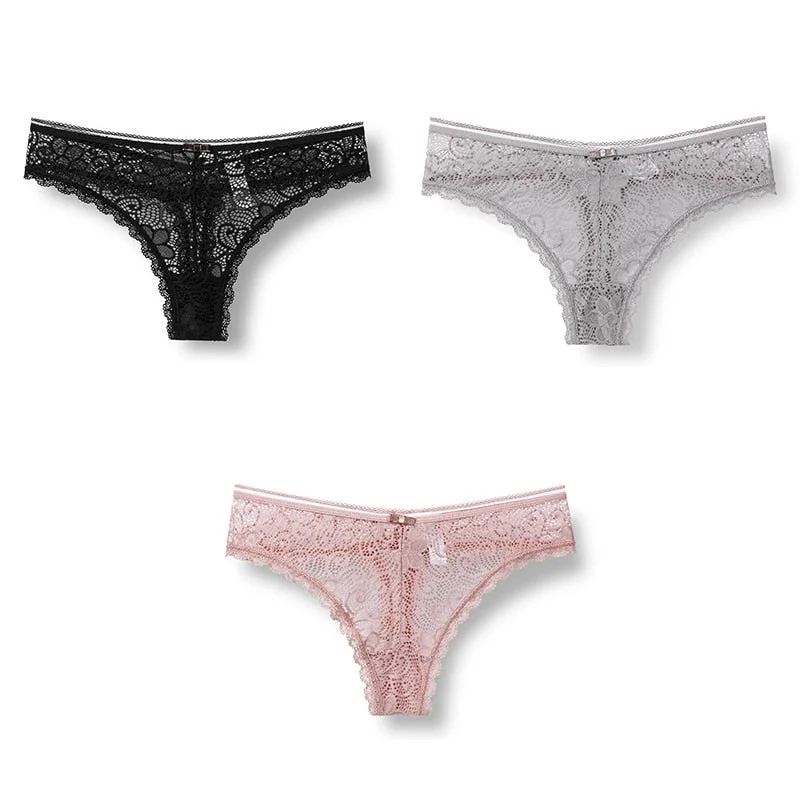 3pcs Woman Panties Sexy Lace Underwear For Women Lingerie Lady Lace T-back Female Thongs Wholesale Sexy Underpants For Women