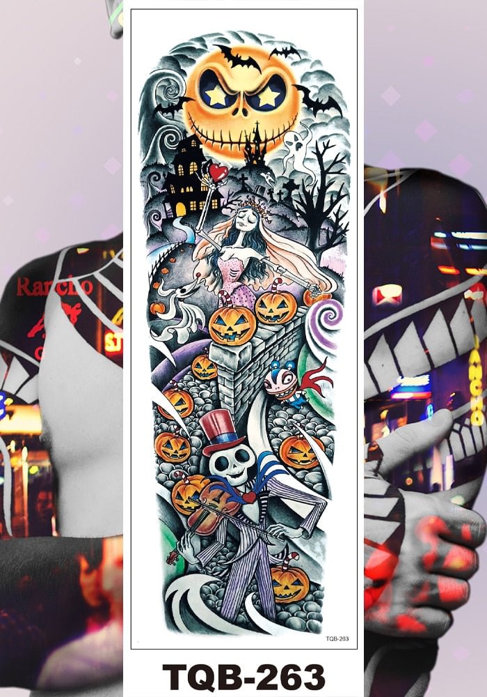 Full Flower Arm Temporary Tattoo Sticker Man Woman Body Leg Fake Tatoo Cute Girl Sexy Skull Rabbit Hotwife Decor Halloween DIY