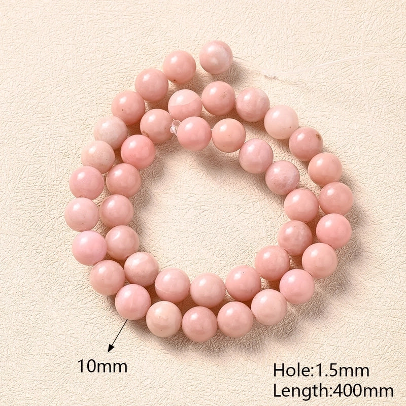 1 Strand/Package 10mm 6mm 8mm Hole Under 1mm Hole 1~1.9mm Natural Stone Pink Opal Simple Solid Color Polished Beads