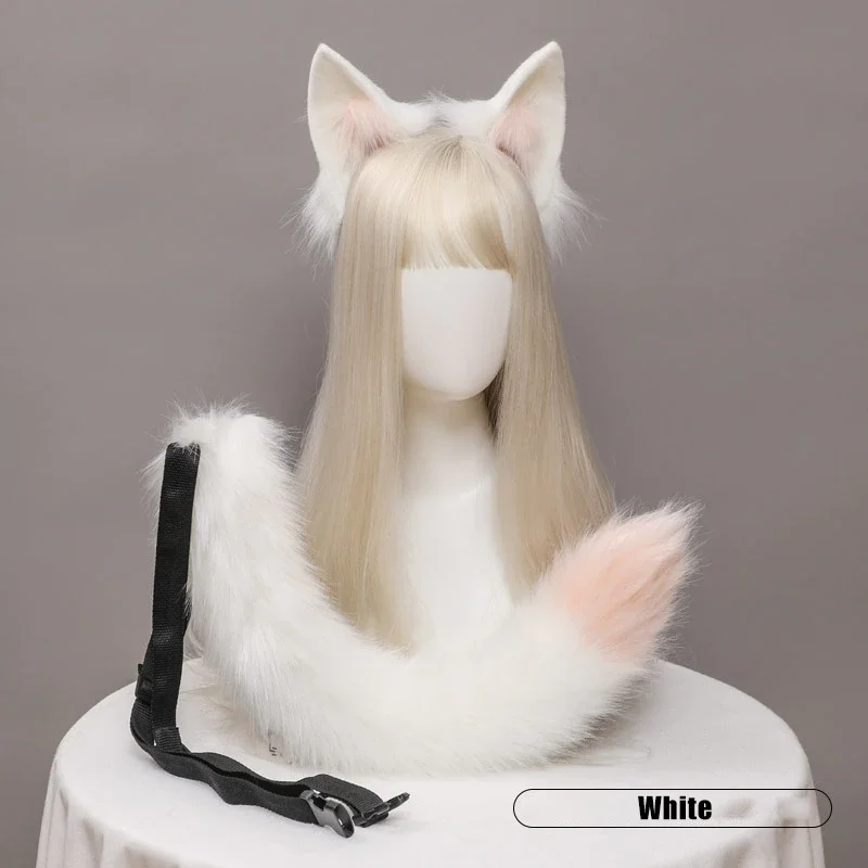 Billionm OJBK Women Adjustable Fox Ear Headband Hairpin Halloween Cosplay Animal Beast Tail Furry Hair Accessories Fox Tail Set Toy Gifts