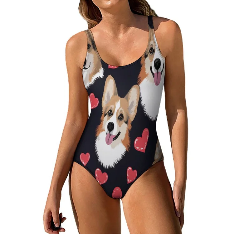 One-piece Swimsuit CORGIE customized, personalized, gift