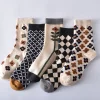 Y2K Fashion Geometric Flower Medium Height Women Socks 10 Pairs