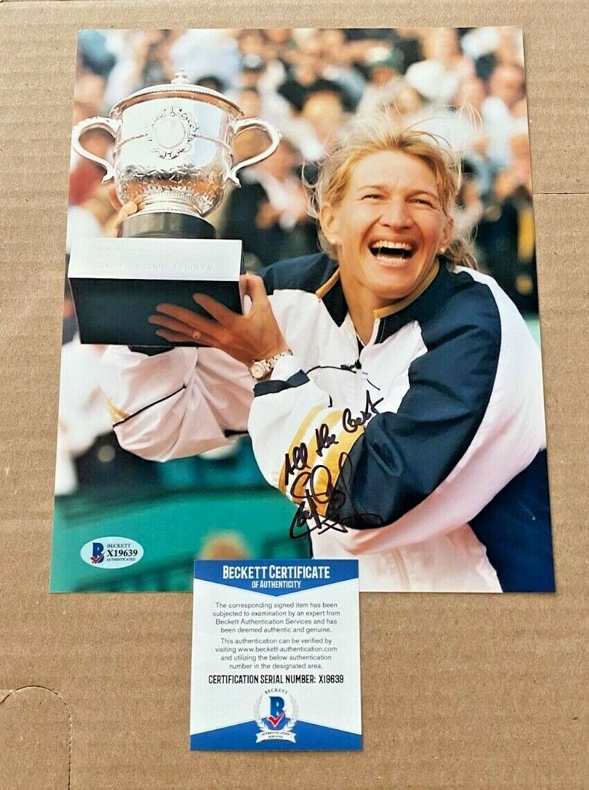 STEFFI GRAF SIGNED 8X10 FRENCH OPEN TENNIS Photo Poster painting BECKETT CERTIFIED