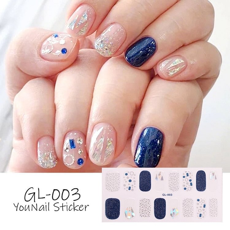 16 Tips/Sheet Glitter Series Shiny Colorful Nail Polish Nail Wraps DIY Nail Accesoires Nails Sticker Designer Nail Strips