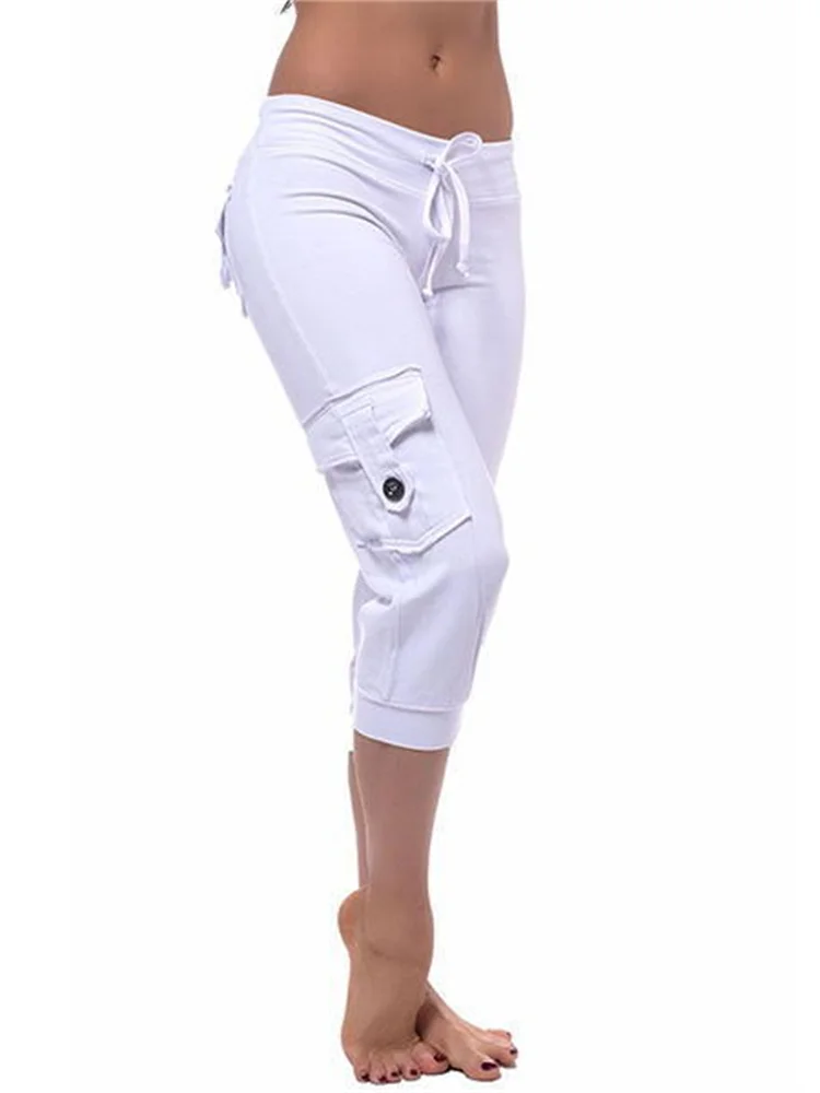 Low Rise Flap Pocket Cargo Yoga Capri Pants