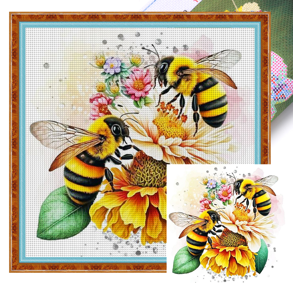 Lovers Bees 18CT (30*30CM) Stamped Cross Stitch gbfke
