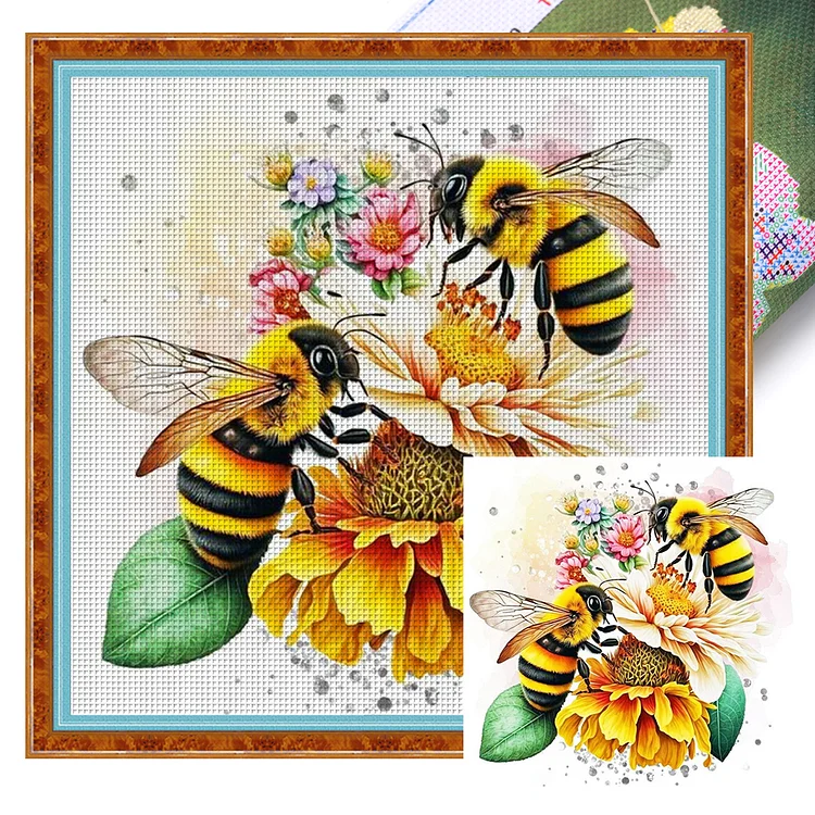 Lovers Bees 18CT (30*30CM) Stamped Cross Stitch gbfke