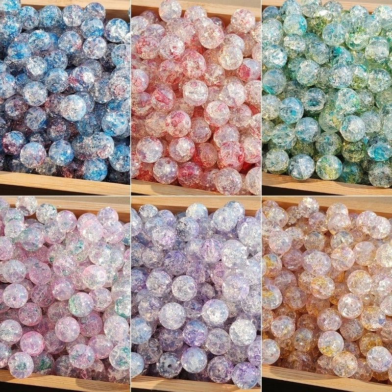 New 8/10mm Water Dyed Protein Jade Broken New Chinese Style Gold Sprinkling Glass Bead DIY Bracelet Ornament Straight Hole Beads Loose Beads