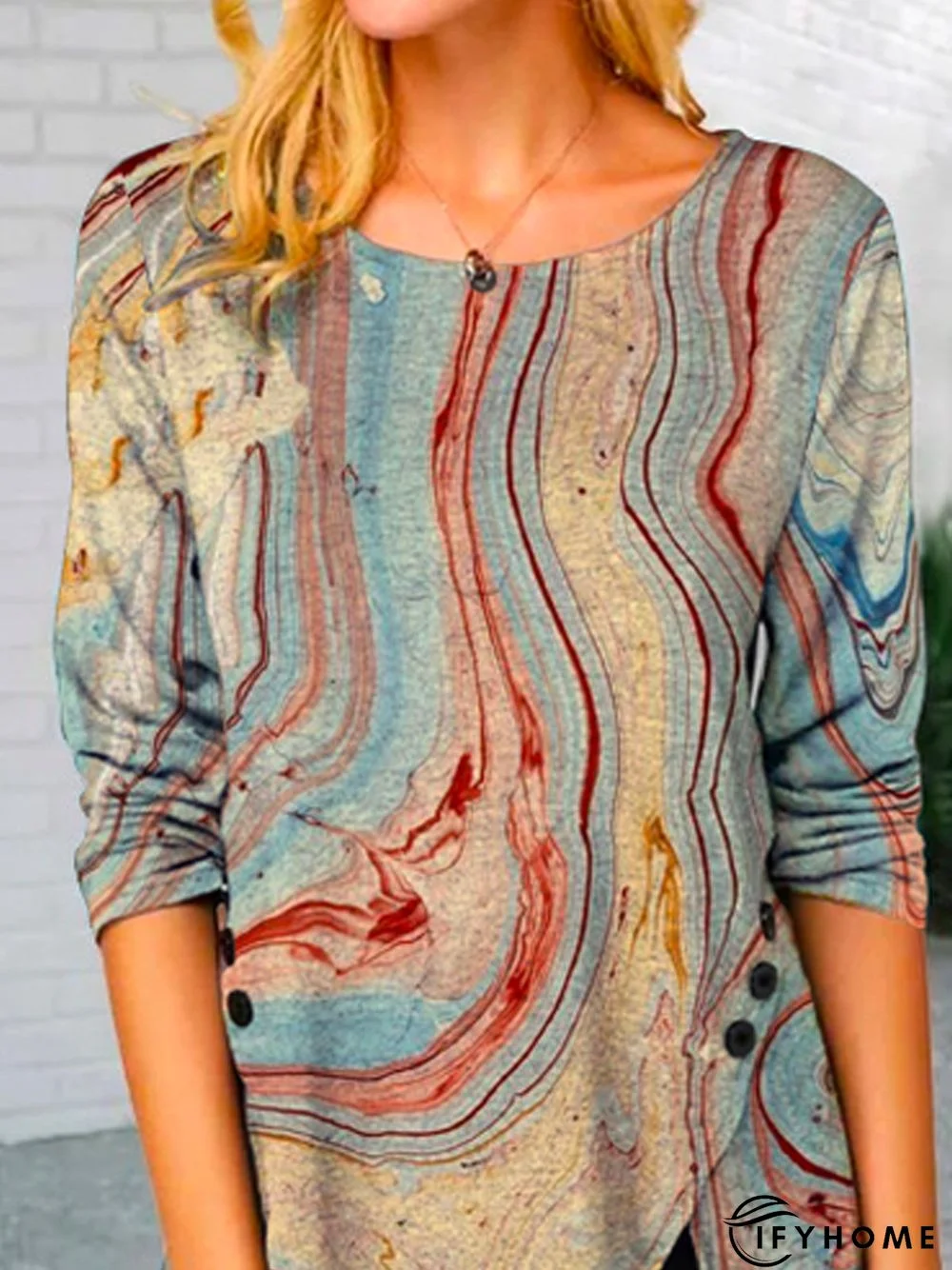 Cotton-Blend Vacation Crew Neck Tunic Top | IFYHOME