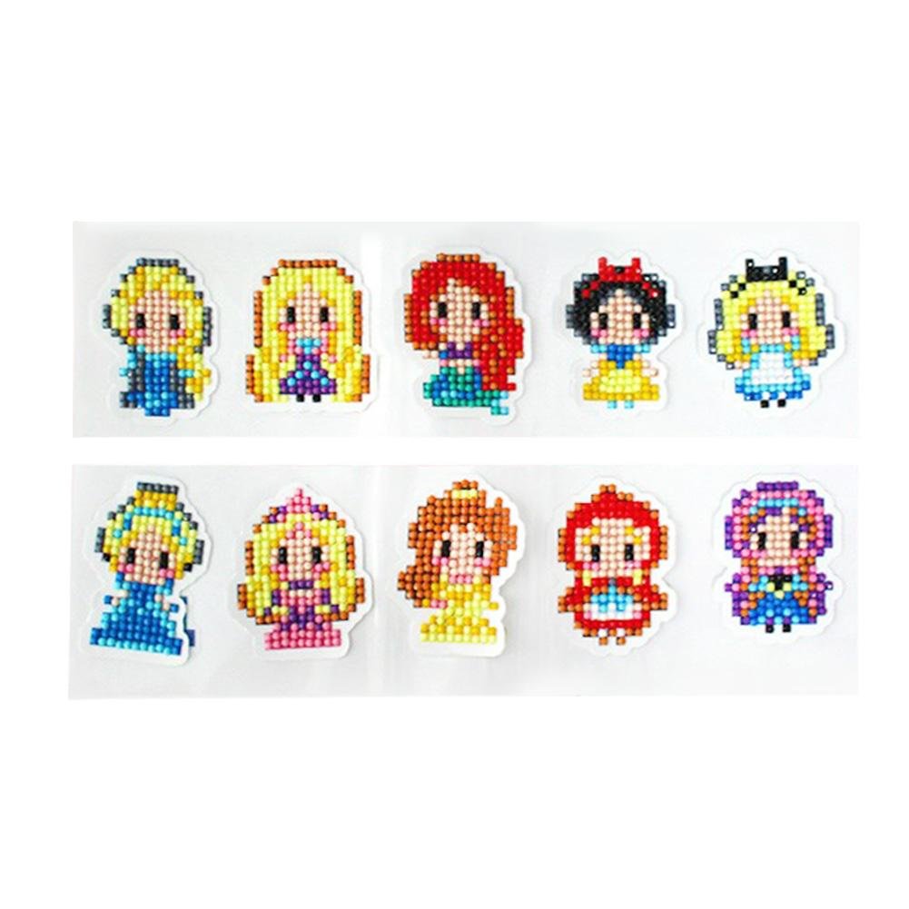 10pcs DIY Cute Cartoon Round Embroidery Diamond Painting Sticker for Children