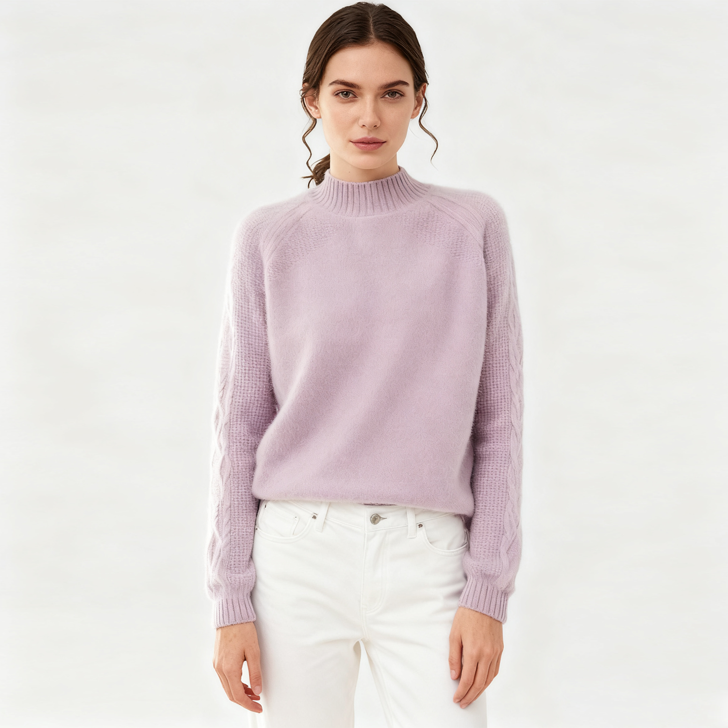 Cashmere Sweater Women's Semi-turtleneck Warm Thickened REAL SILK LIFE
