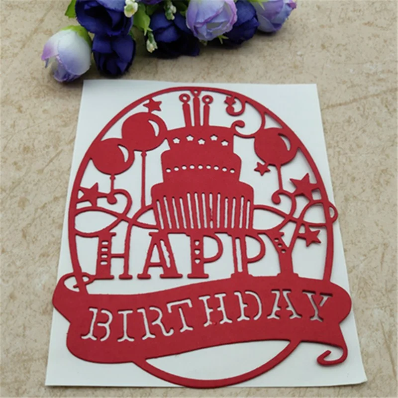 happy Birthday cake card Metal Cutting Dies Stencil Scrapbooking Photo Album Card Paper Embossing Craft DIY