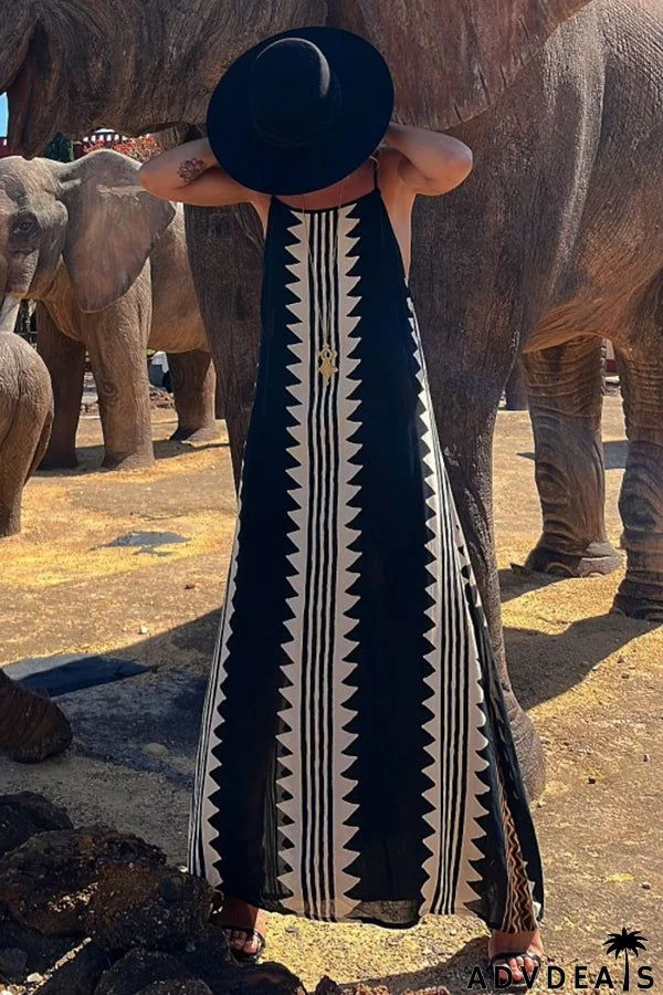 Take A Trip Ethnic Print Backless A-line Maxi Dress