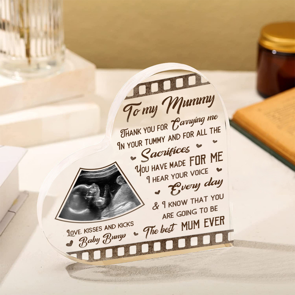 To My Mummy/Mommy Personalised Photo Acrylic Heart Keepsake Custom Text Ornaments -  Thank You For Carrying Me In Your Tummy-Jessemade AU