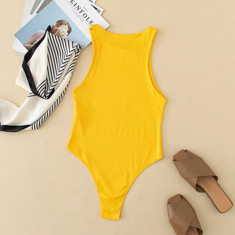 Uveng Uveng Women's Solid Color Sexy Off-The-Shoulder Sleeveless Jumpsuit With Thin Tights