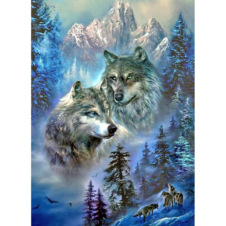 Two Wolves  Full Square Diamond Painting 40*50CM