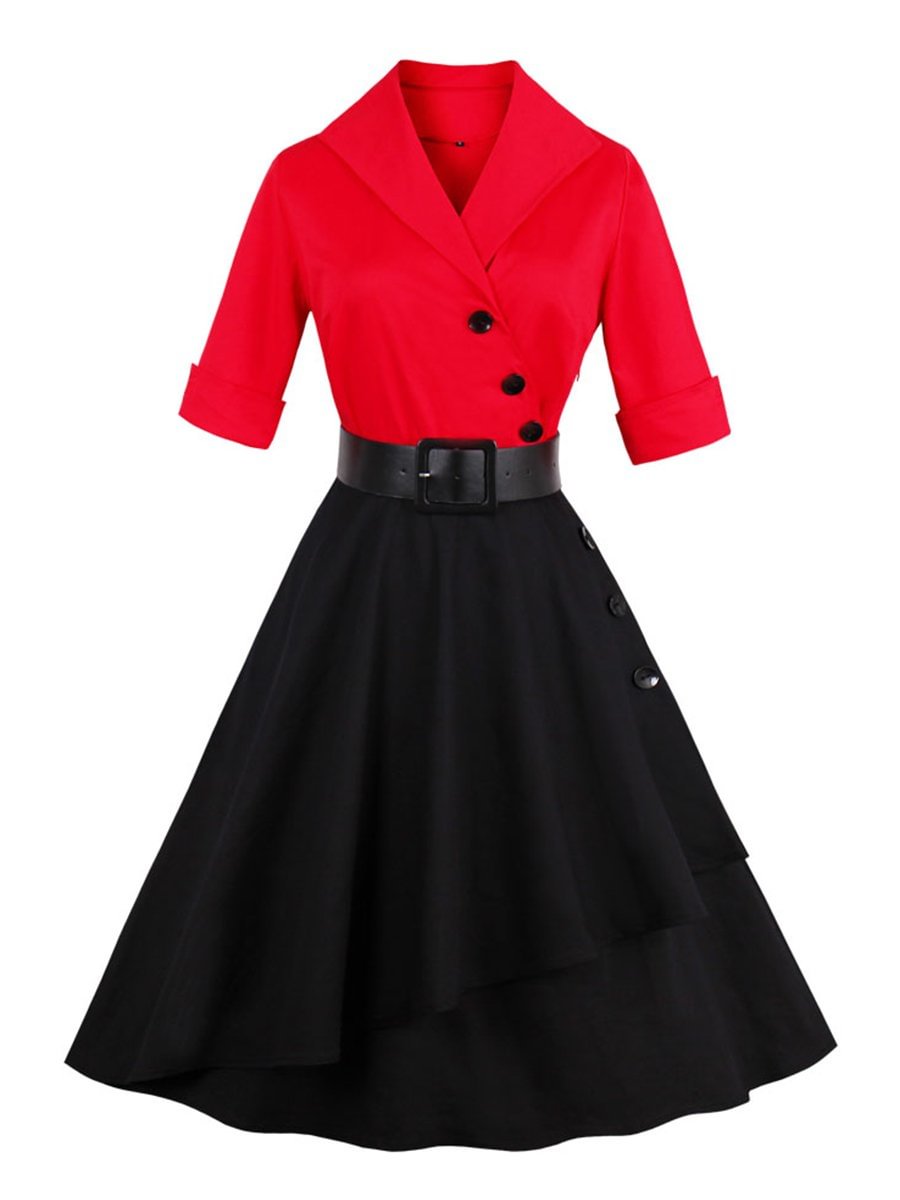 1940s Dress Vintage Cross Lapel A-line Dress