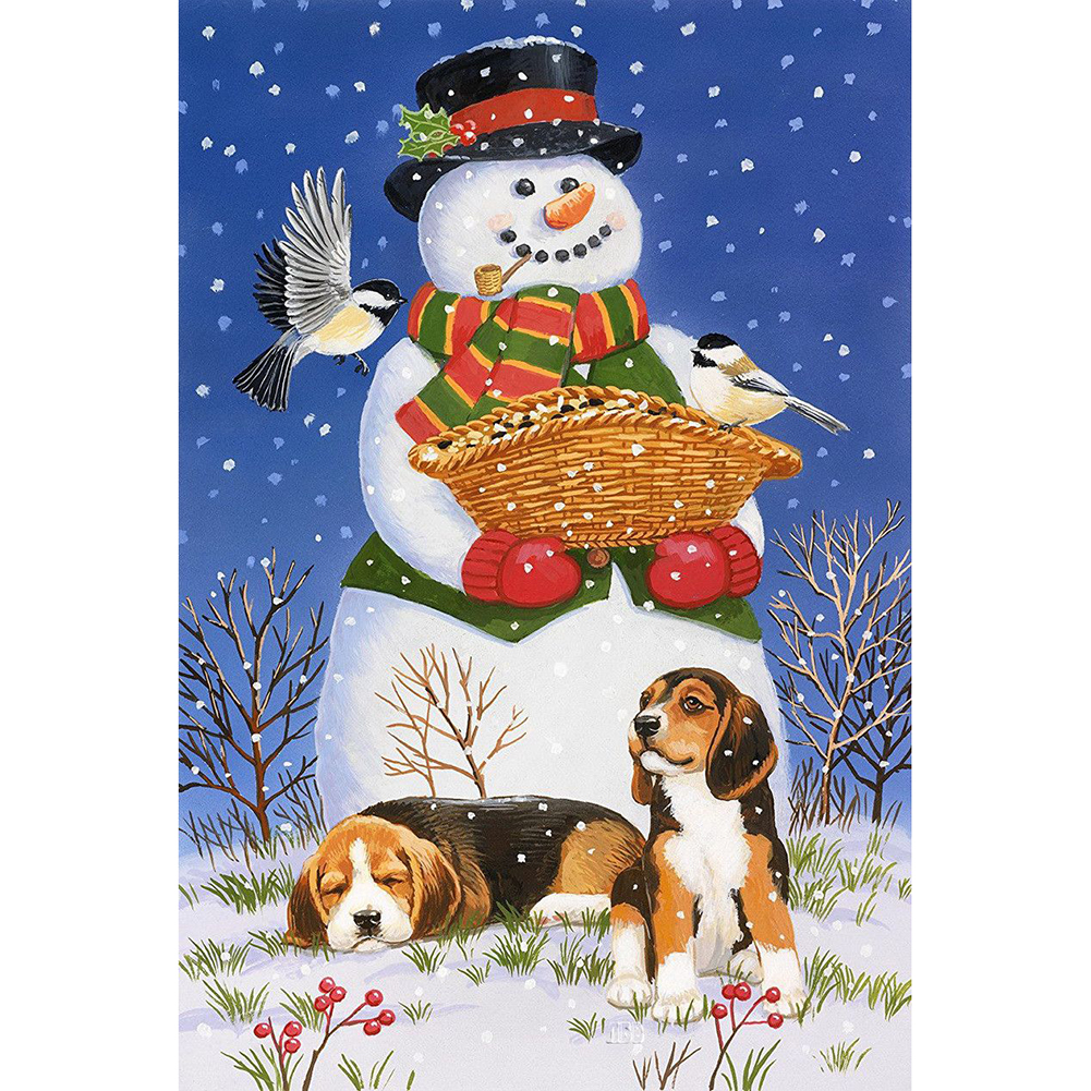 

30*40CM-Round Drill Diamond Painting-Smile Snowman, 501 Original