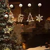 5 Pack Christmas Window Lights Decorations with Suction Cup Battery Powered LED Sucker Lamp Multifunctional Xmas Decorative Lights for Christmas Window Glass Wall Indoor Decorations