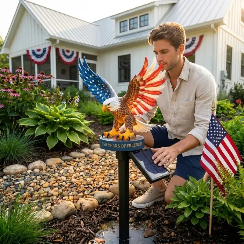 🔥LAST DAY 50% OFF &ndash; Solar Eagle Garden Light &ndash; A Glowing Tribute to American Freedom
