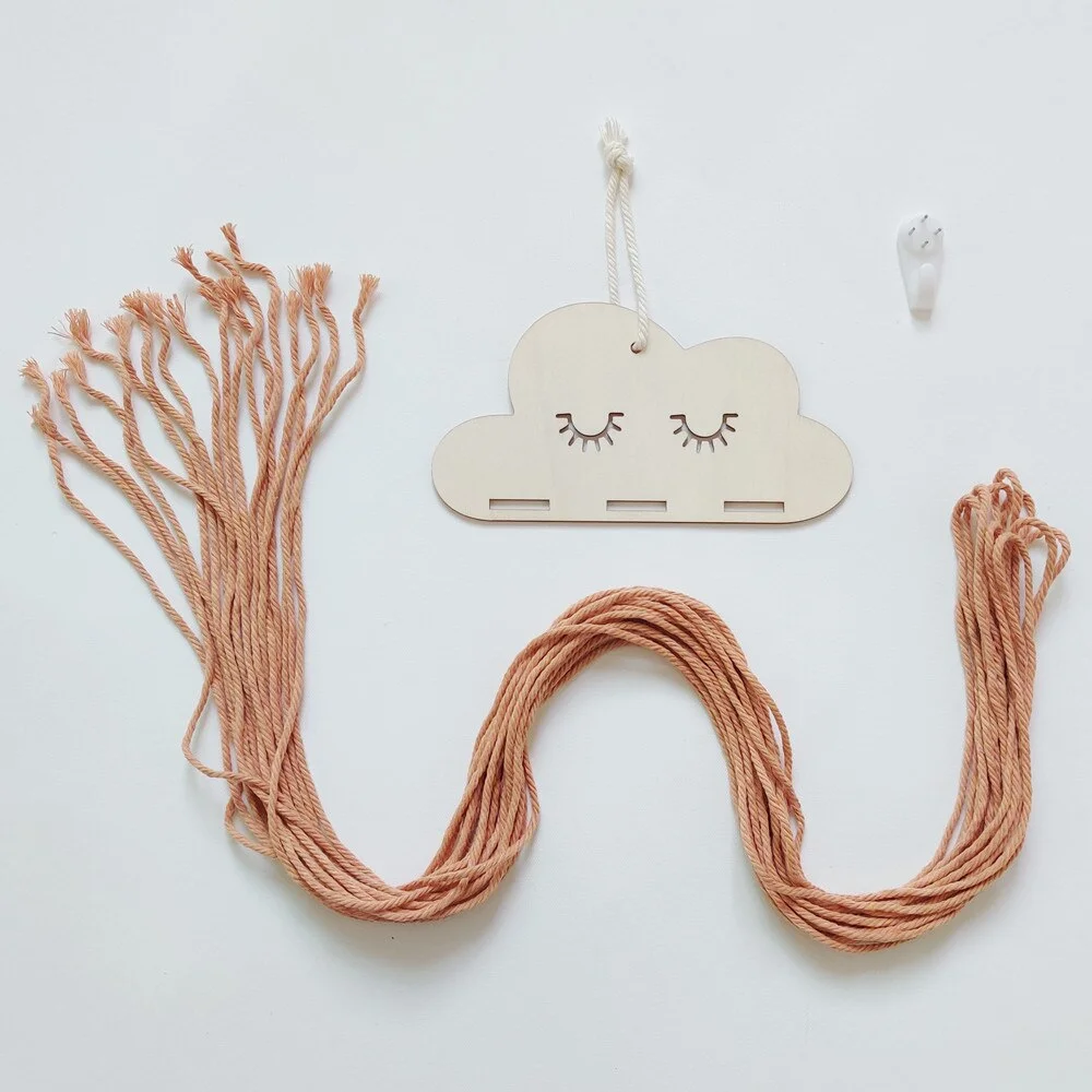 INS Wooden Cloud Baby Hair Clips Holder Princess Girls Hairpins Storage Hanger Jewelry Photos Organizer Wall Hanging Ornaments