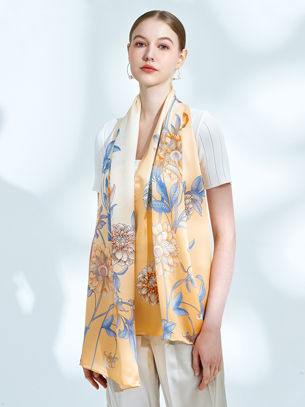 Yellow Silk Scarf Printed Scarves Spring Collection