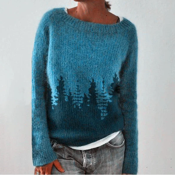 Uveng Round Neck Multicolor Loose Pullover Sweaters