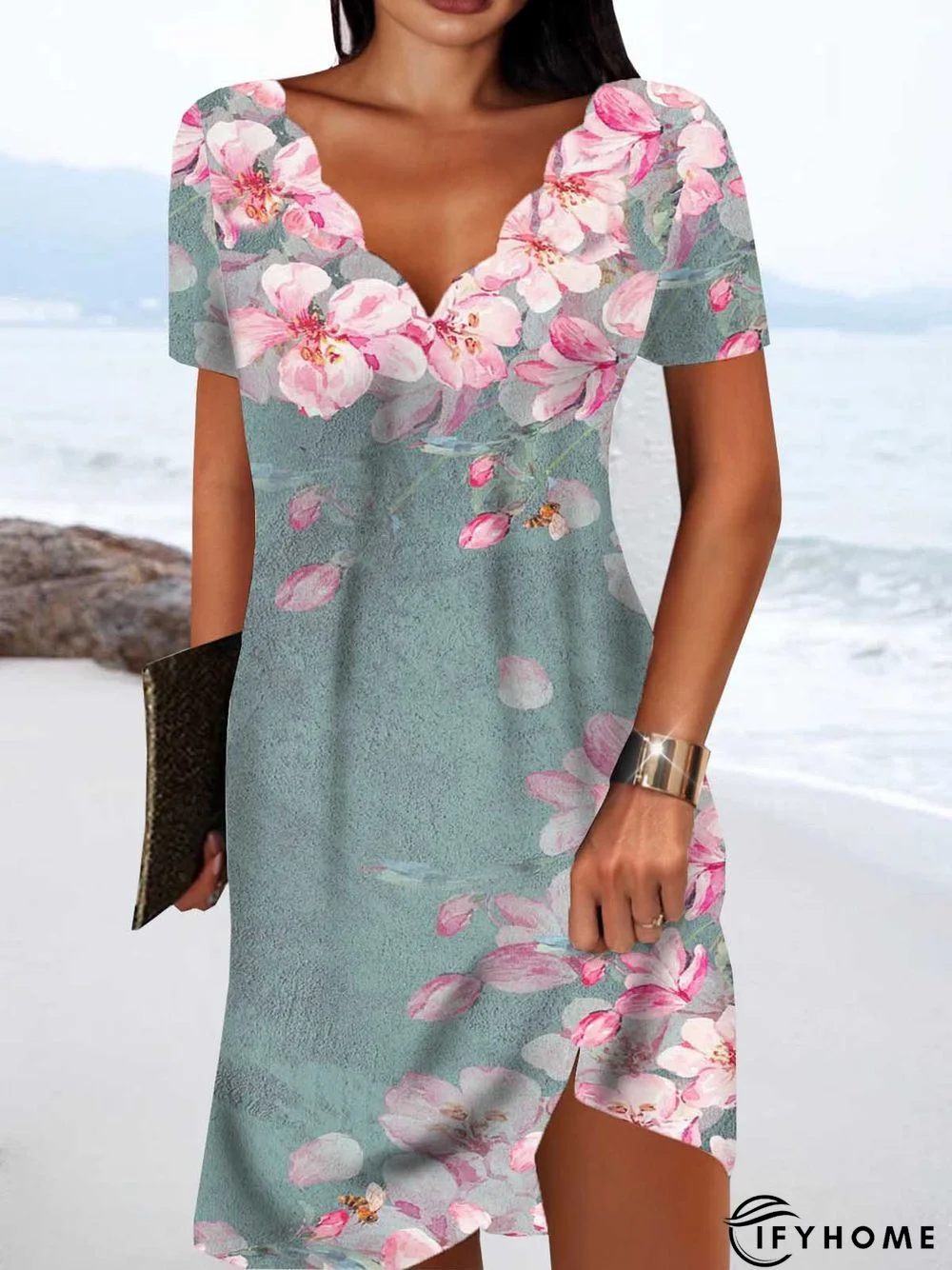 Floral Vacation Cotton Blends Dress | IFYHOME