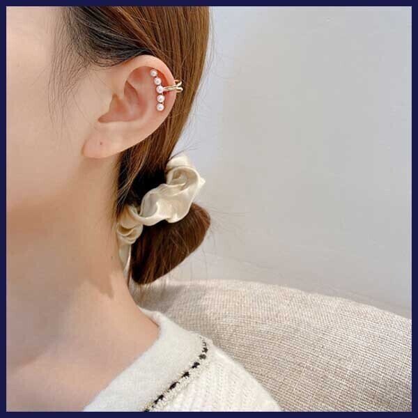 Pearl ear bone clip earrings