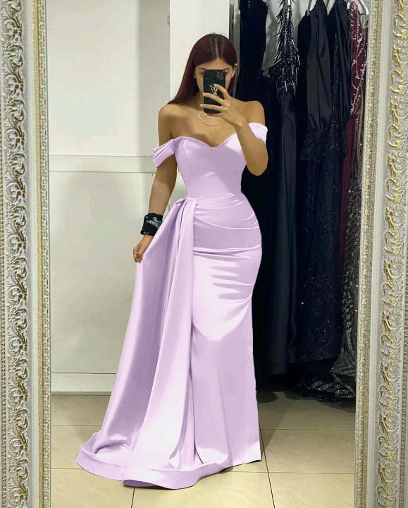 Daisda Simple Sage Green Off the Shoulder Sleeveless Mermaid Prom Dress