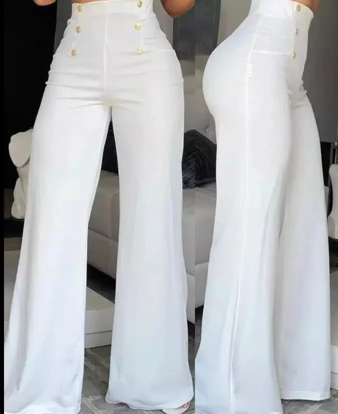 Brownm Fashion Cool Double-breasted Flared Color Can Pants