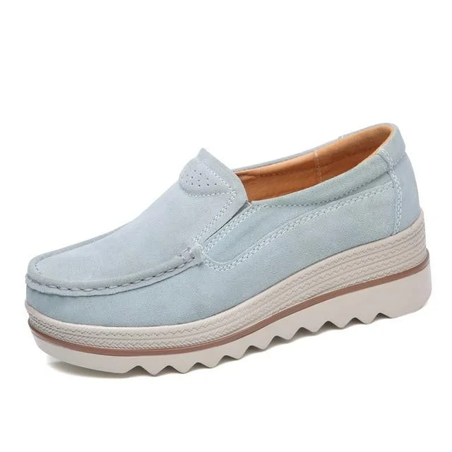 Women Shoes Platform Slip On Flats Loafers Moccasins Hollow Out Casual Shoes