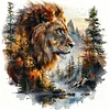 Forest Silhouette Lion-11CT Stamped Cross Stitch 45*45cm/17.72*17.72in