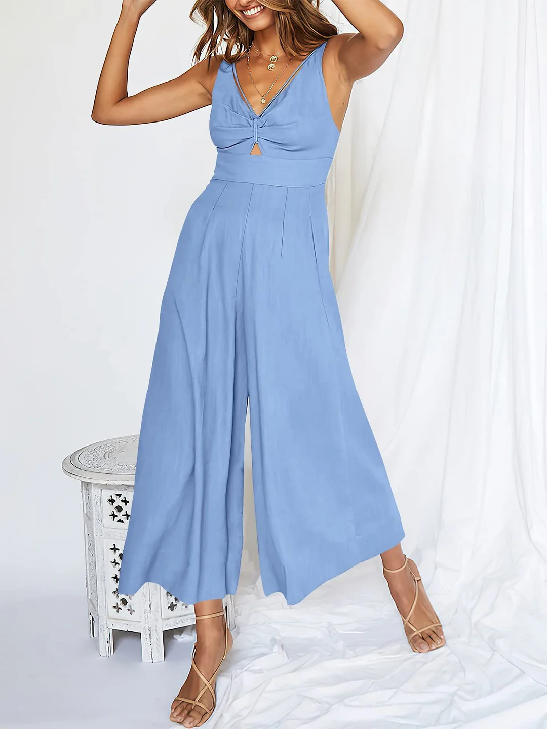 V Neck Cutout High-Waist Jumpsuits(Buy 2 free shipping)