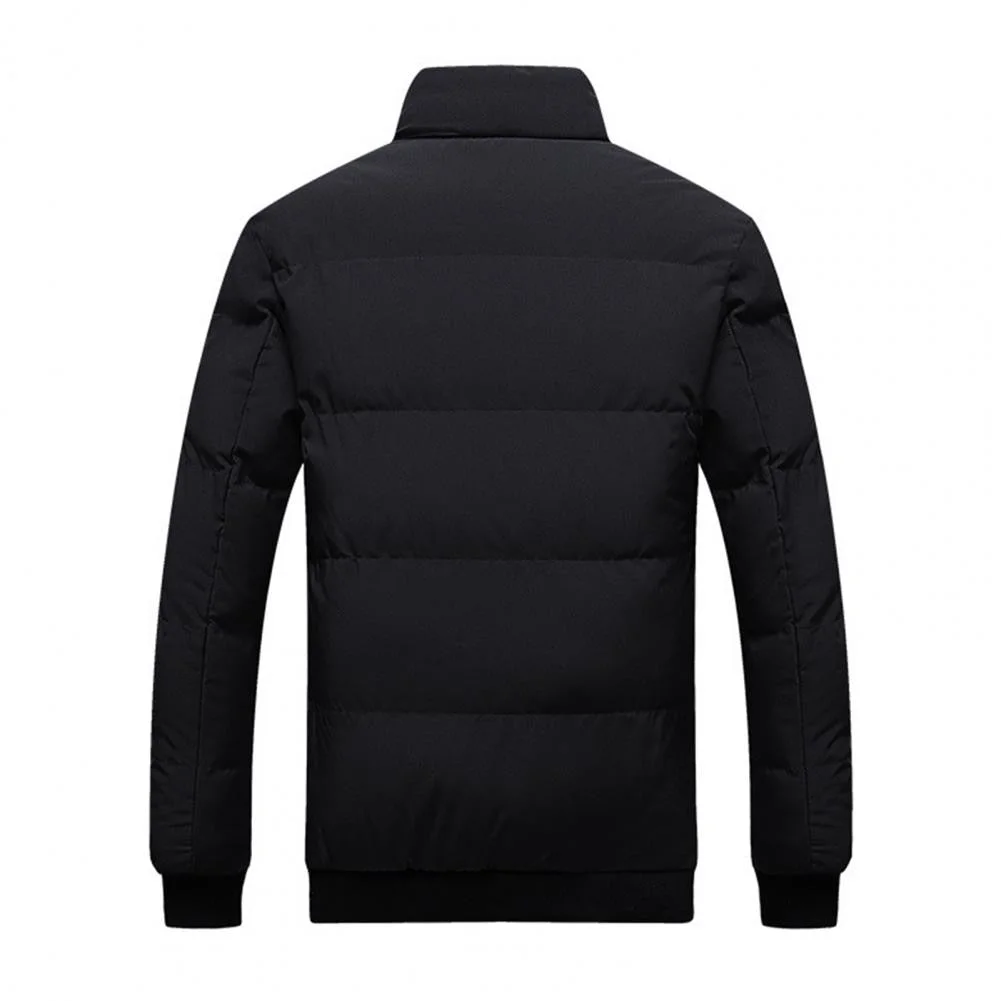 2021 New Fashion Spring/Autumn Men Stand Collar Long Sleeve Pockets Thick Down Zipper Closure Pockets Coat Warm Parkas Jacket
