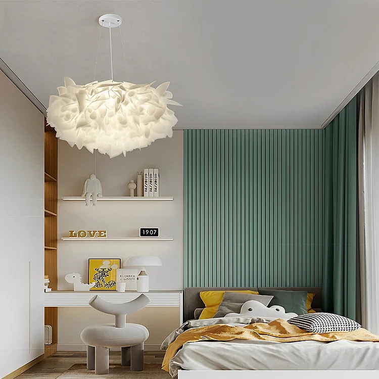 Flower Petals Three Step Dimming LED White Ins Nordic Chandelier Light - Appledas