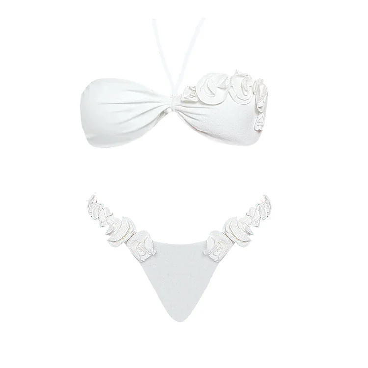Halter 3D Flower Bikini Swimsuit