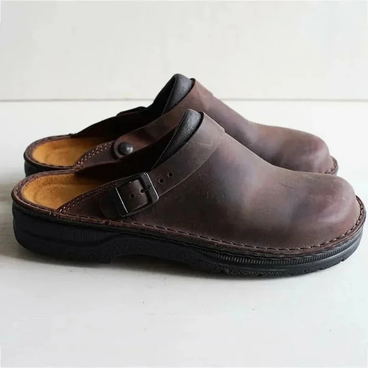 Hot Sale 49% OFF🔥 Large Square Toe Low Cut Men's Casual Plus Size PU Slippers