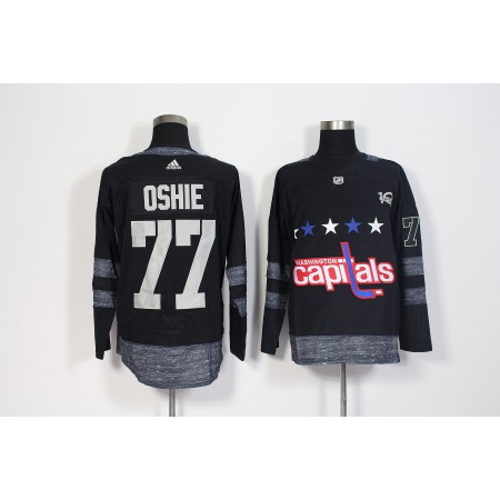 Men's  Washington Capitals #77 T.J Oshie Black 1917-2017 100th Anniversary Stitched NHL Jersey