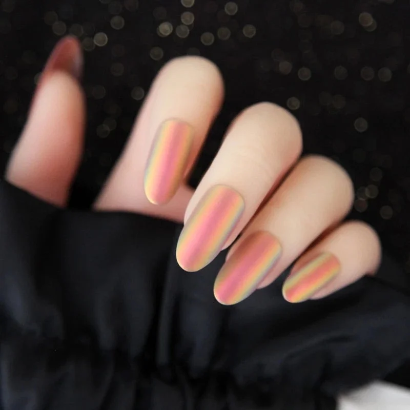 24PCS Fake Nails With Glue Rhinestones Long Detachable French Stick on Nails Coffin Flame Press on Nails Art DIY Manicure tips-Nail Inspo