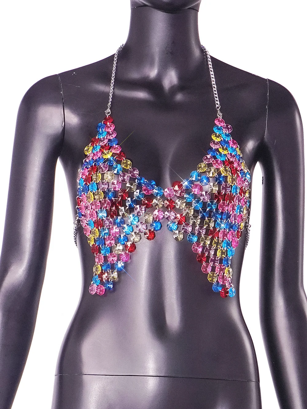 Uveng Uveng New Sexy Nightclub Wind Gem Dew Back Small Vest D8019